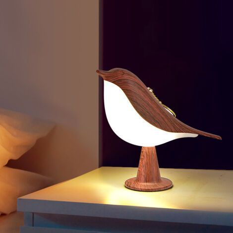 Lampe de chevet LED oiseau, lampe de chevet LED oiseau à intensité variable et température de couleur réglable, sans scintillement, forme créative, lampe de chevet sans fil, décoration de chambre (1/2)
