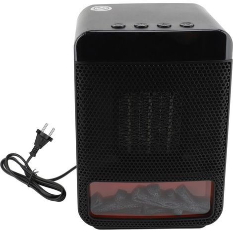 Jeffergarden Chauffage d'appoint en céramique PTC 1000 W, chauffage rapide, chauffage électrique portable de bureau avec flamme 3D réaliste, pour chambre, bureau et intérieur, prise UE 220 V-DOU