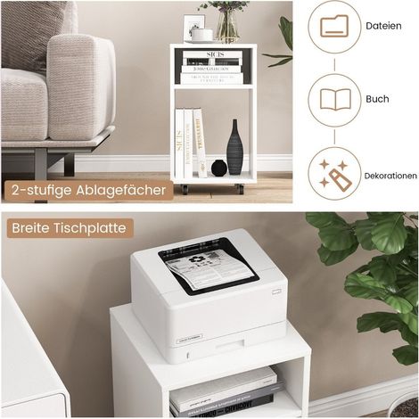 Mobile filing cabinet office cabinet with 2 open shelves 33 x 30 x 58 cm white (1/5)
