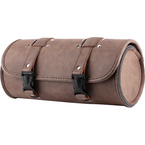 Sacoches latérales en cuir PU marron, pochette de rangement pour outils, style rétro, universelles pour moto (1/5)