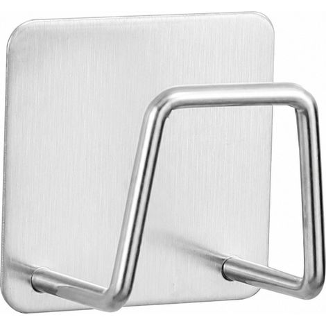 Porte-éponge en acier inoxydable pour la cuisine, égouttoir adhésif sans perçage pour évier, rangement multifonctionnel (1/5)