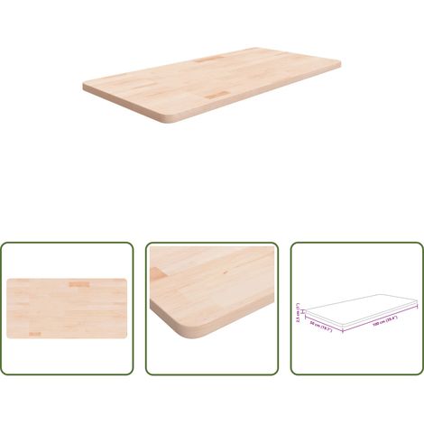 Bois de chêne - Comptoir de salle de bain 100x50x2,5 cm Bois massif non traité (1/5)