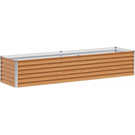 Arriate elevado Marrón Claro 195 x 50 x 36 cm Acero Galvanizado vidaXL