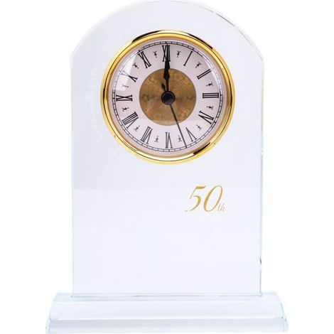 Horloge De Table - Verre Avec Gravure 3D Personnalisable - Design Moderne Pour Bureau Cheminée Étagère - 1 Pièce (1/5)