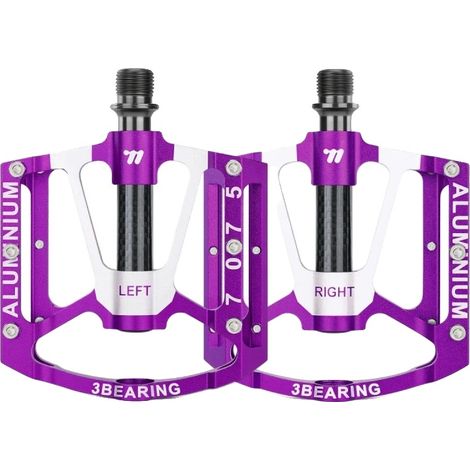 Pedales de bicicleta, diseño ultraligero, función antideslizante, color morado. (1/2)