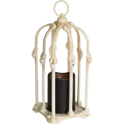 Irovami Lampe décorative squelette pour cage à oiseaux, à piles, imitation bougie, idéale pour décorer une table, une maison hantée ou une fête. (1/5)
