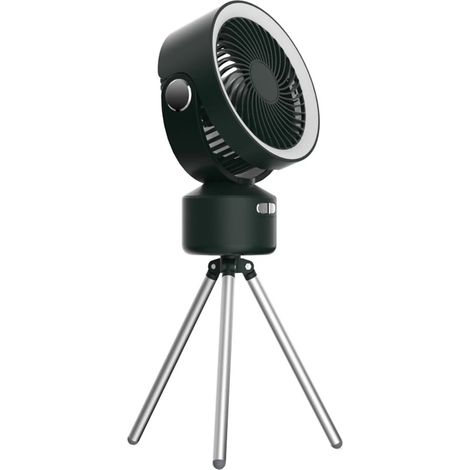 Hängender, multifunktionaler Dreibein-Ventilator mit Beleuchtung für den Außenbereich, tragbarer, kleiner USB-Deckenventilator für Campingzelte, Campingventilator