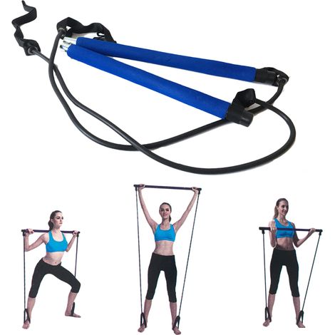 Lot portable de barre de Pilates aléatoire, bâton de gym, barre de yoga, entraîneur Pilates, tige fitness avec boucle de pied (1/5)