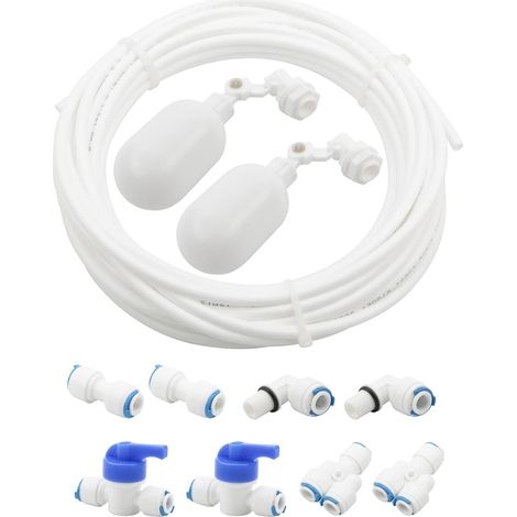 10m Water Supply Hose Refrigerator Connector Kit Adjustable Aquarium Float Valve and Double Refrigerator (1/4" Hose) (1/5)