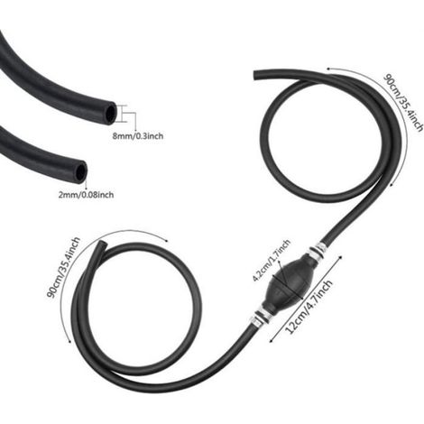 KATSU Pompe à Siphon à Essence à Transfert Manuel avec Tuyau en Caoutchouc de 8mm x 1,9m Tuyau Gaz Carburant Pompe pour Moteur de (1/4)