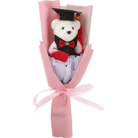 1 bouquet de fin d'études - Joli bouquet ours mignon - Fournitures pour fête de remise de diplômes-28.5X12CM-Pink (1/2)