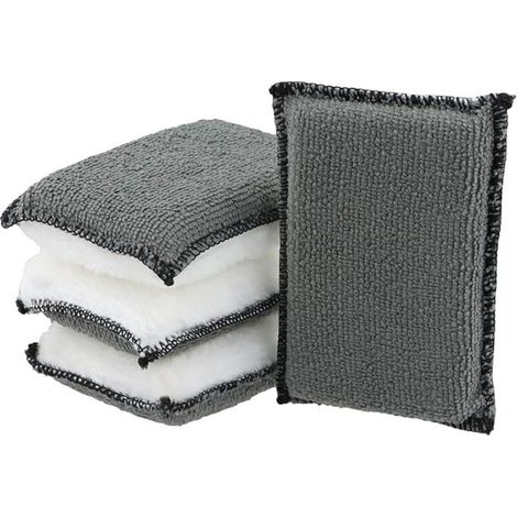 4 Pièces Éponge de Nettoyage Intérieur Voiture, Microfibre Nettoyage Voiture, Tampon De Nettoyage en Microfibre, Voiture Réutilisables Éponges Lavables, pour Le Nettoyage Intérieur Voiture (1/4)