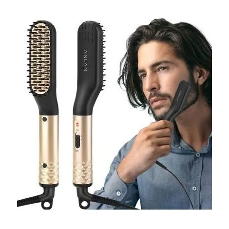 Lisseur à barbe, brosse plate multifonctionnelle, peigne chauffant à température réglable, peigne lisseur anti-brûlure (1/5)
