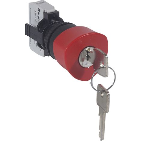 Coup de poing à accrochage non lumineux Osmoz complet IP69 Ø40 à clé n°455 rouge