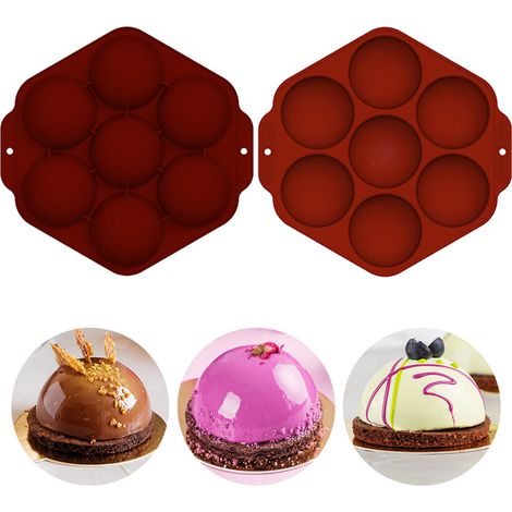 Moule en silicone sphérique à 7 trous pour demi-sphères de chocolat et mousses. (1/5)