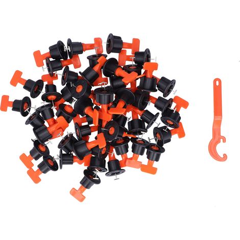 Kit de 50 pièces pour système de nivellement de carrelage réutilisable avec clé pour sols (1/5)