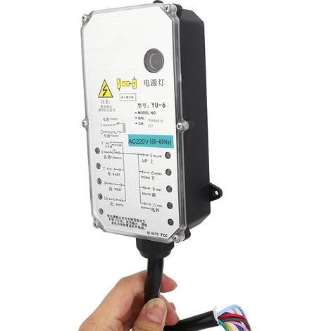 Télécommande industrielle robuste YU-6 - Résistante aux chutes, à l'eau, aux acides et aux huiles, pour palans électriques/ponts roulants (220 V CA) (1/5)