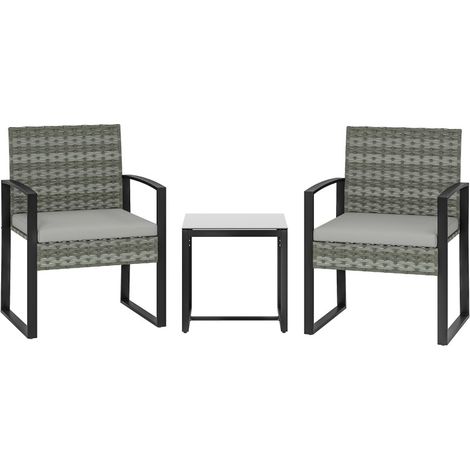 CHICFURN Set da giardino 3 pezzi in acciaio grigio, 2 poltrone 55x58x76 cm e tavolo 40x40x40 cm (1/5)