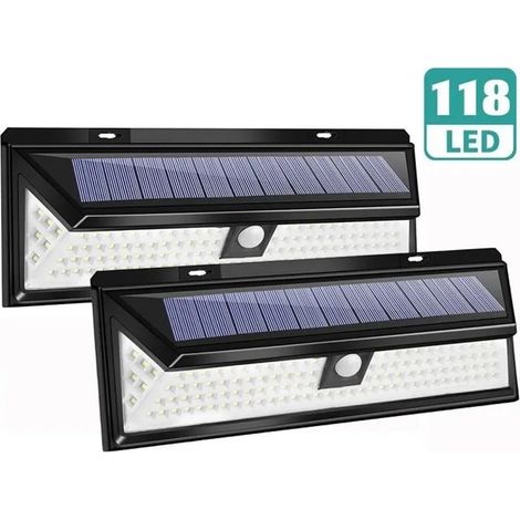 Applique murale solaire à 60 LED avec détecteur de mouvement, étanche IP65, éclairage de sécurité extérieur, lot de 2 (1/4)