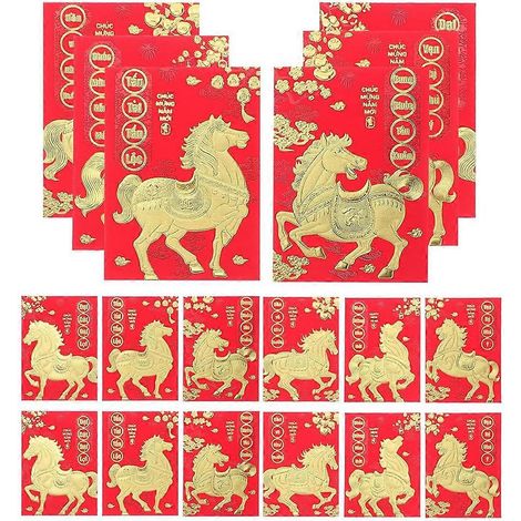 120 Glücksumschläge für das chinesische Mondjahr 2026 (Jahr des vietnamesischen Pferdes) – Taschenformat (1/5)
