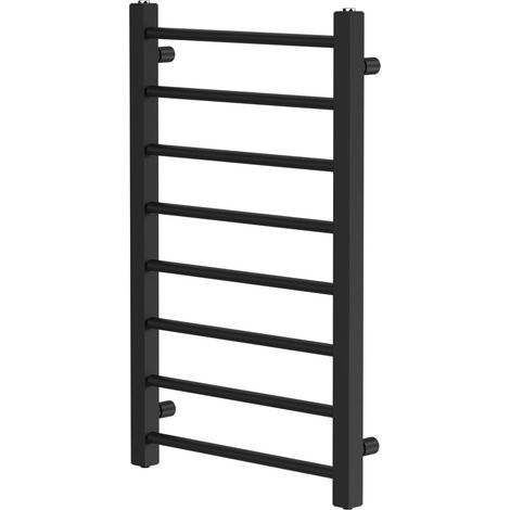 Colore Cohen Matt Black 800mm x 500mm Straight Heated Towel Rail (1/5)