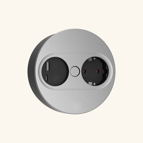 Prise plan de travail ECLIPSE à ouverture automatique - 1 prise + 1 USB-A + 1 USB-C à encastrer inox (1/4)