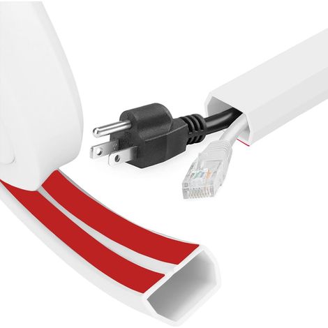 Goulotte flexible autocollante - 3 m - En PVC - Pour 2 à 4 câbles - Pour la maison, le bureau, l'école, l'entrepôt - Blanc (1/5)