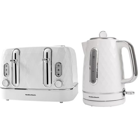 Hamilton Beach Electric Kettle & Toaster Set Diamond Collection White (1/5)