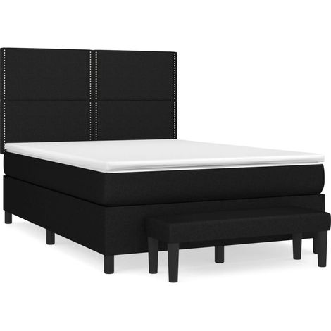 Sommier à lattes de lit avec matelas Noir 140x200 Tissu (1/5)