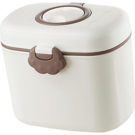 Dispenser di latte portatile da viaggio modello C con coperchio ermetico e paletta in plastica bianca (1/4)