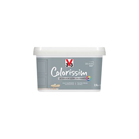 Peinture Multi-supports V33 Colorissim Mat Gris Acier 2,5 L