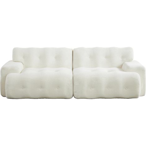 Canapé Cloud 2 places– Chenille Beige–Accoudoirs larges et capitonnage–Respiration et soutien ergonomique–224x104x66 cm (1/5)