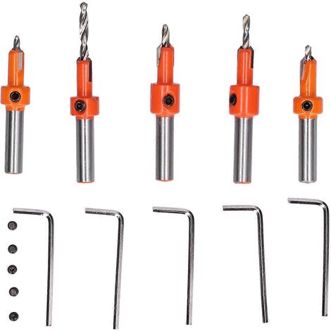 5-teiliges Senkbohrer-Set, hohe Härte, starke Schneidkraft, langlebiger Holzbohrer für Schreinerarbeiten