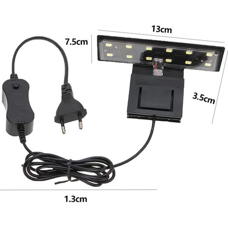 Éclairage LED pour Aquarium Lampe à Clipser Haute Luminosité pour Plantes Aquatiques Mini Lampe Étanche pour Petit Aquarium Poisson