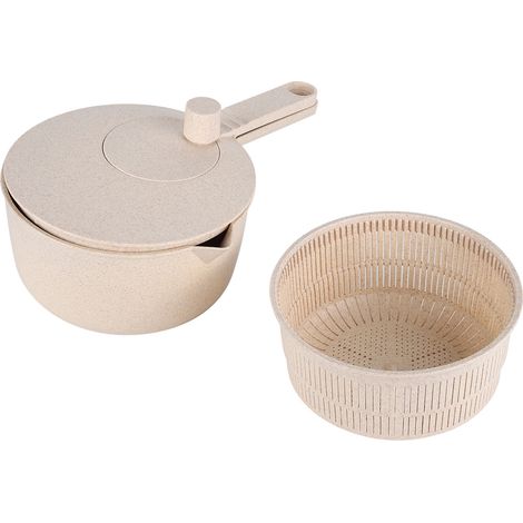 Essoreuse à salade, séchoir à fruits et légumes, passoire, tamis, outil manuel pour laver les légumes et le riz, accessoire de cuisine beige (1/5)