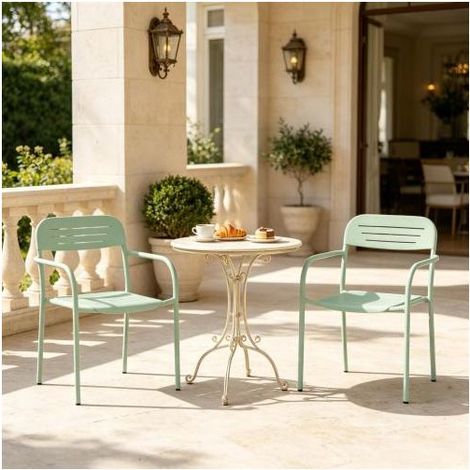 Ensemble de chaises de jardin modernes, salon compact et design, chaises empilables – lot de 2 chaises, livraison sur place (1/5)