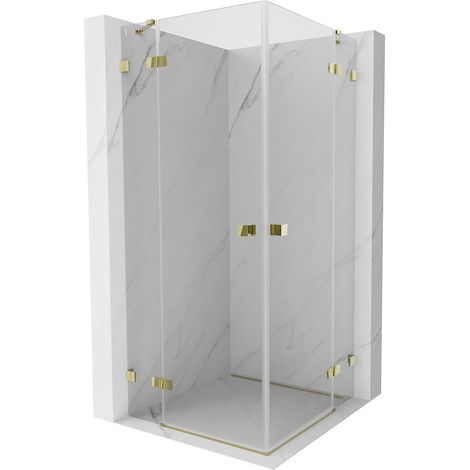 Mexen Lunar Duo Duschkabine mit Schwenktür 80 x 80 cm, transparent, gold - 834-080L-080P-50-00 (1/5)