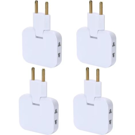 Lot de 4 prises plates avec 3 adaptateurs de prise, 2500 W, tête pivotante à 180°, adaptateur UE vers US, pour bureau, voyage (1/5)