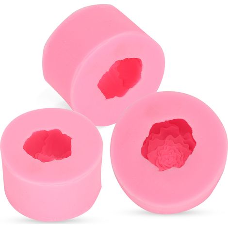 3 Moules en Silicone pour Bougies Savon en Forme de Fleurs Ronde - DIY Décoratif