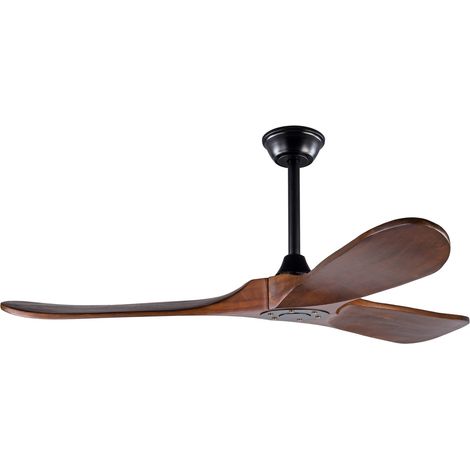 52-Zoll-Deckenventilator mit 3 Holzflügeln in Nussbaumoptik, Fernbedienung, 35 W (1/5)