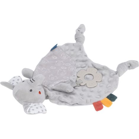 Couverture de sécurité pour bébé, peluche mignonne, douce pour la peau, idéale pour l'apprentissage du toucher et des mordillements, couverture pour bébé garçon ou fille, éléphant gris (1/5)