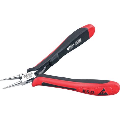 KS Tools - Pince ESD à becs longs ronds lisses, 130 mm - 500.7076