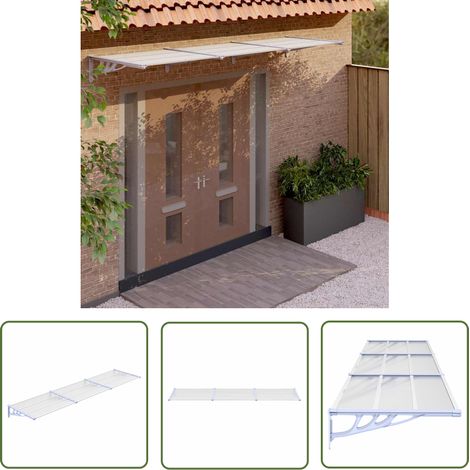 The Living Store Auvent de porte Gris et transparent 358,5x90 cm Polycarbonate - Auvent De Porte - Abri Porte - Protection Contre La Pluie - Store Extérieur - Protection Solaire (1/5)