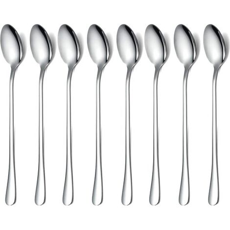 Parámetros del producto, Juego de 8 cucharas modernas, resistentes y con mango largo, fiestas, etc, La longitud de la cuchara es de 19,5 cm (1/5)
