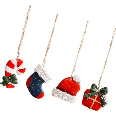 Weihnachtsmann-Schneemann-Weihnachtsbaumschmuck aus Kunstharz, leicht, bruchsicher, für drinnen und draußen, mehrfarbig (1/5)