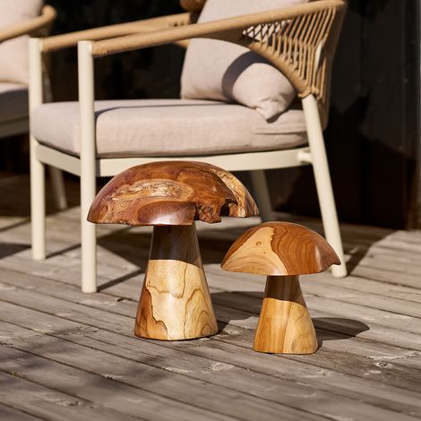 Sille champignons de décoration set de 2 naturels. (1/5)