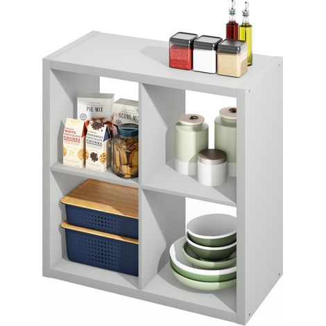 Étagère Ouverte à 4 Cubes pour Cuisine, îlot de Cuisine, étagère de Boulanger, Buffet Gris Clair (1/5)