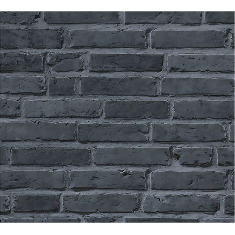 Stone tile wallpaper wall Profhome 942833 non-woven wallpaper smooth with nature-inspired pattern matt black grey 5.33 m2 (57 ft2) (1/5)