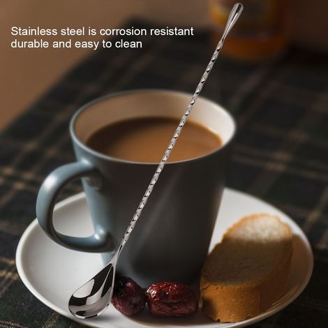 1 Stück Cocktaillöffel aus Edelstahl, Getränke- und Kaffeemischwerkzeug mit langem Griff (Nr. 6) (1/5)