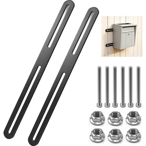 Fence Mailbox Fixing Kit, 280 x 24 mm, Mailbox Bracket for Secure Mounting on Double Rod Fences or Gates (Black, 280mm) (1/5)